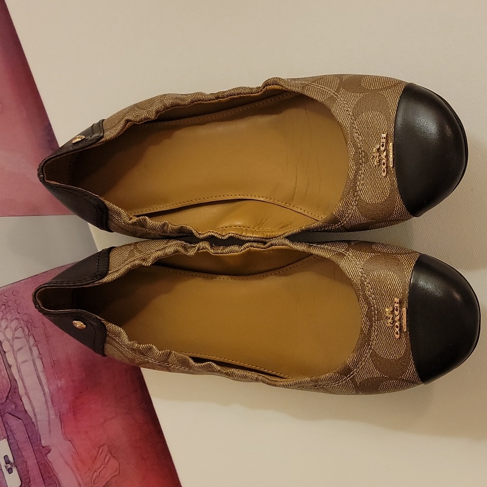 Coach Camilla Signature Logo Ballet Flats Shoes Brown 10 Good Used Condition